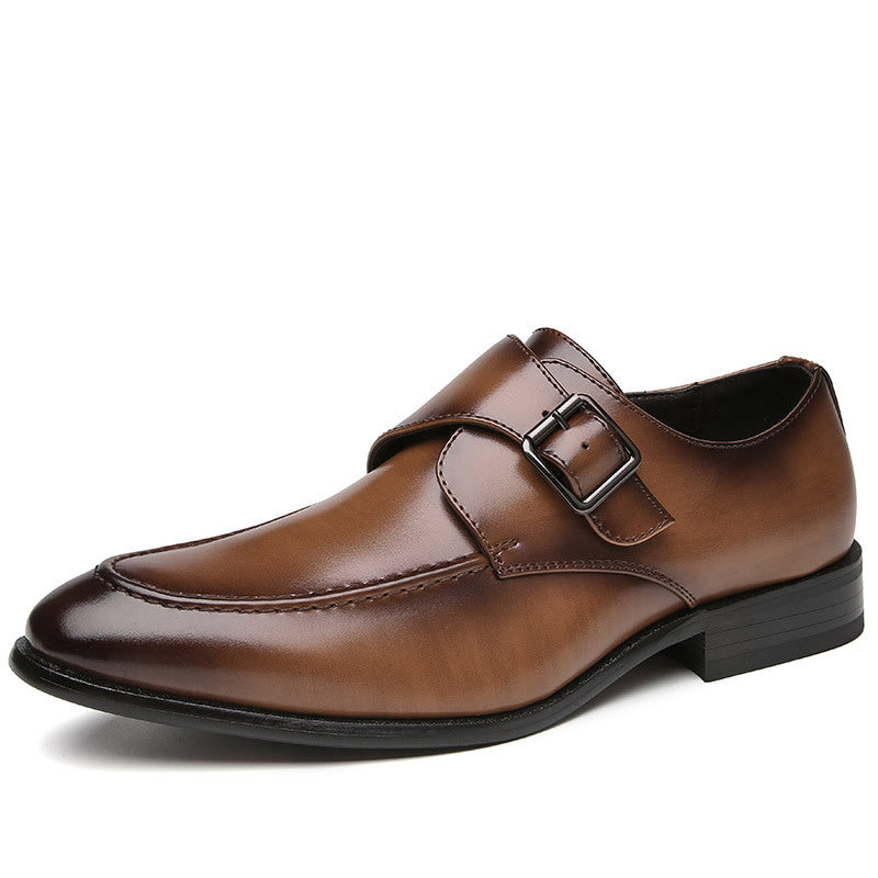 Chaussures d'affaires en cuir avec boucle, style britannique, pour hommes