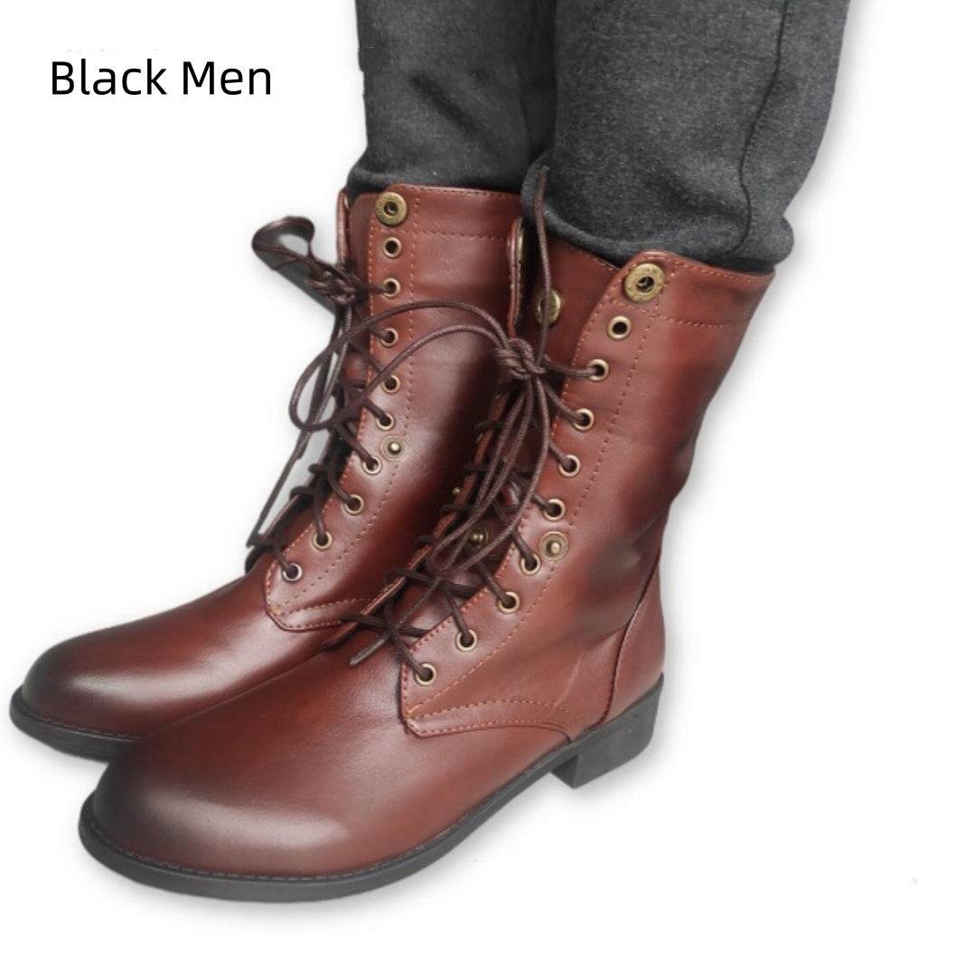 Bottes de moto pour hommes, version européenne, mode rétro, à lacets - LA TendanceStore multi service