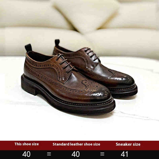 Chaussures brogues pour hommes, semelle épaisse, chaussures en cuir rehaussantes