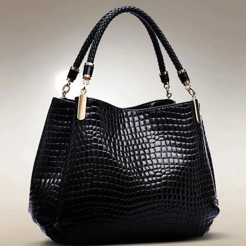 Sac à main, à dos à épaules imprimé crocodile avec face brillante LA TendanceStore multi service