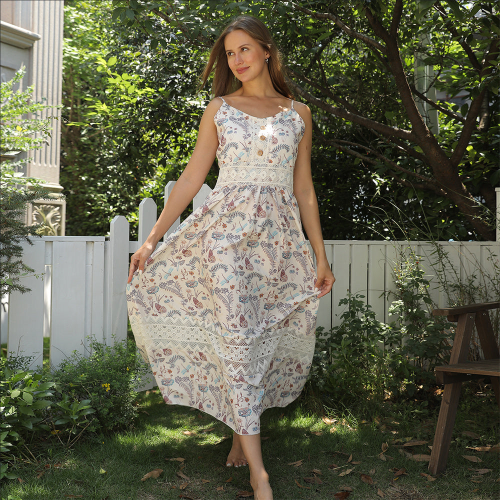 Women's Sleeveless Strappy Floral Dress