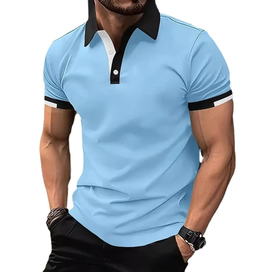 Polo à manches courtes pour hommes, couleur unie 3D, col à revers, décontracté et ample